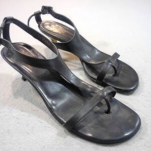 Donald J Pliner Viana Black Thong Slingback Kitten Heels Italy Size 9N